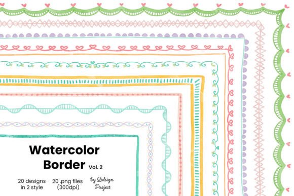 Download 20 Doodle Watercolor Border, Decorative - Premium Resources